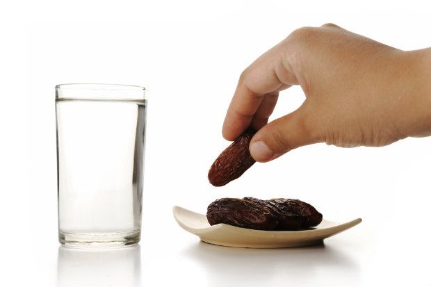 Once the sun has set during Ramadan, the fast is broken with dates and water Once the sun has set during Ramadan, the fast is broken with dates and water