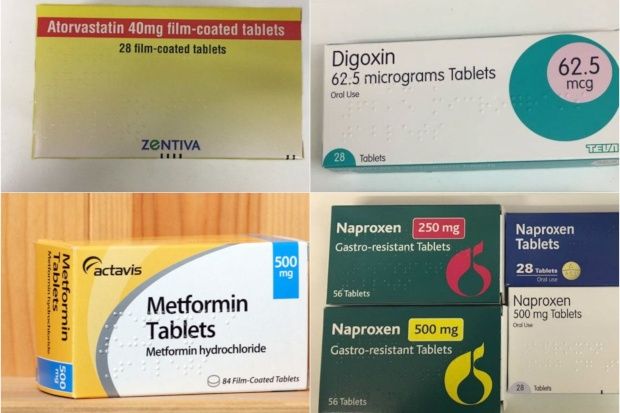 Atorvastatin, digoxin, metformin and NSAIDs all have diarrhoea as a possible side effect Atorvastatin, digoxin, metformin and NSAIDs all have diarrhoea as a possible side effect